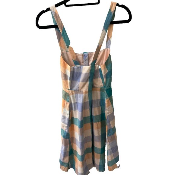 Madewell Tank Button-Front Midi Dress in Rainbow Check Size 6 NWOT - Picture 7 of 10